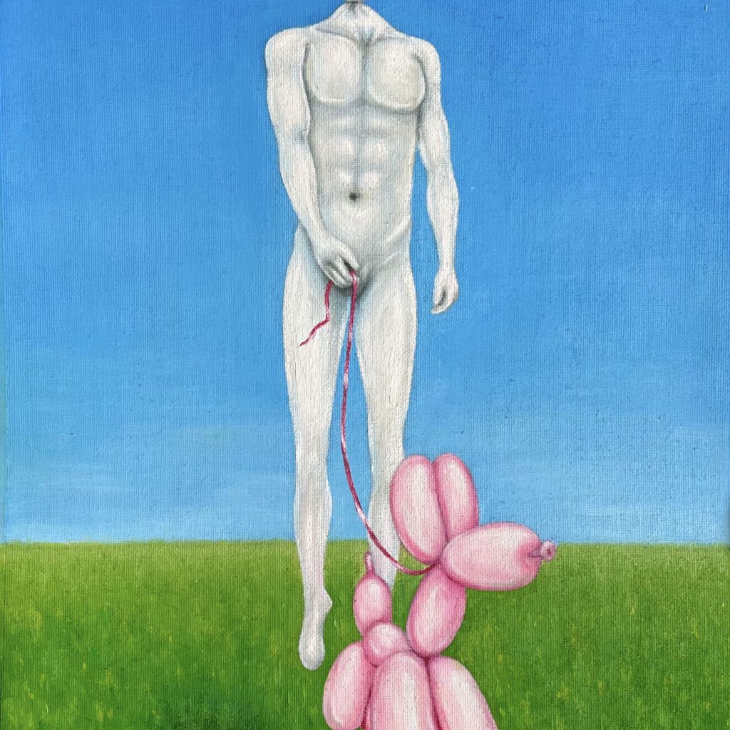 Comme un ballon blanc et un rose (sold)
2024 oil on canvas 38x26 cm