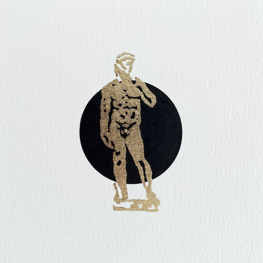 David of Michelangelo (limited edition)
2022 ink and gold leaf on paper 20x20 cm