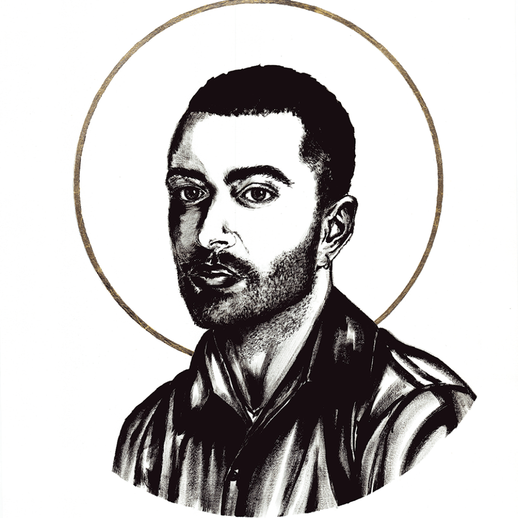 Portrait of Sam Smith
2018 ink and gold leaf on paper 100x70 cm