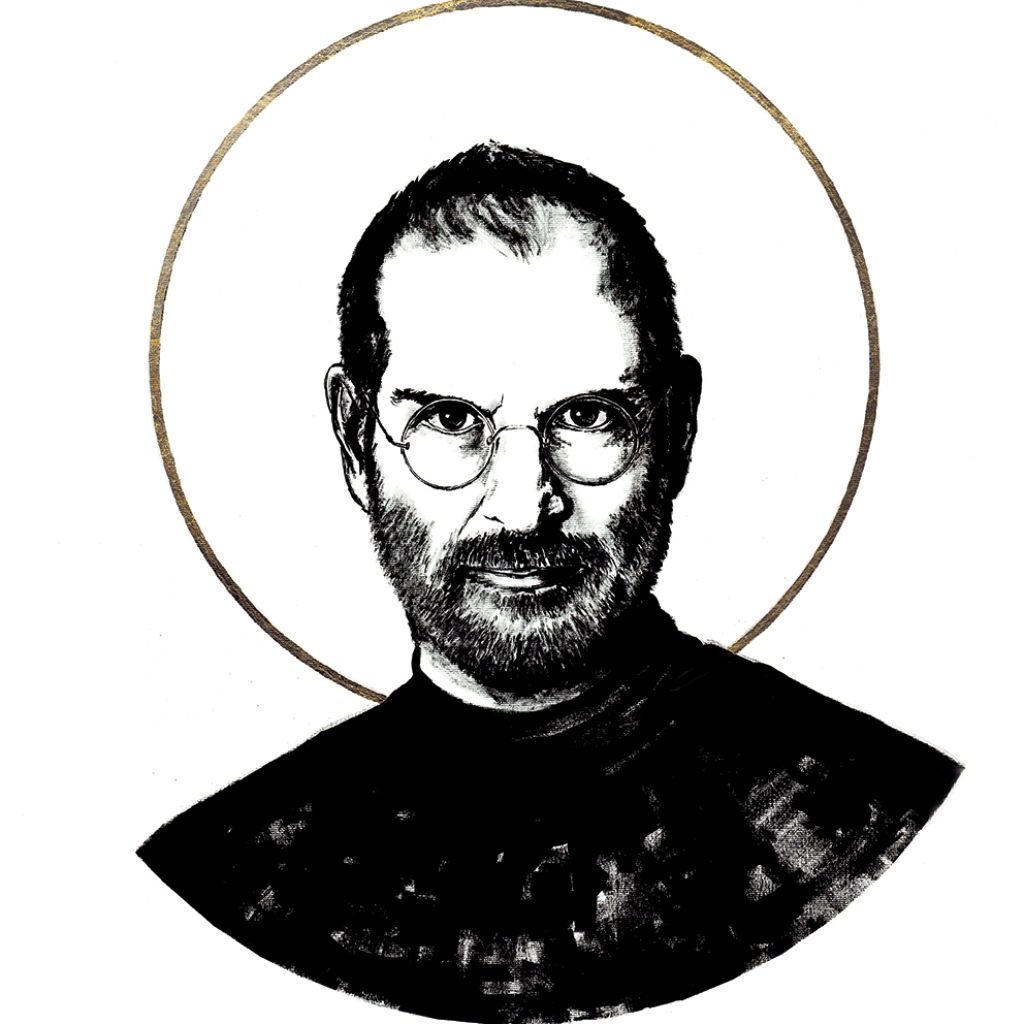 Portrait of Steve Jobs (sold)
2018 ink and gold leaf on paper 100x70 cm