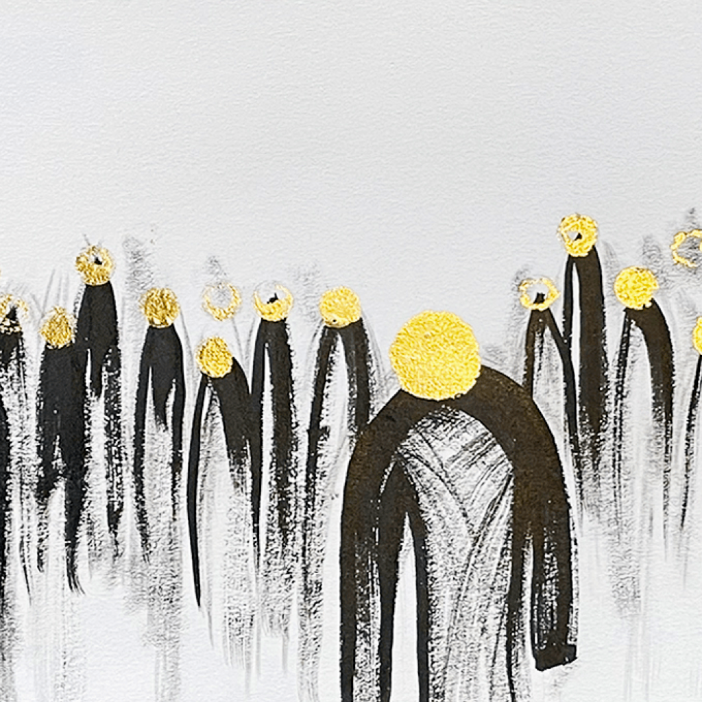 Wandering (sold)
2021 ink and gold leaf on paper 24X33 cm